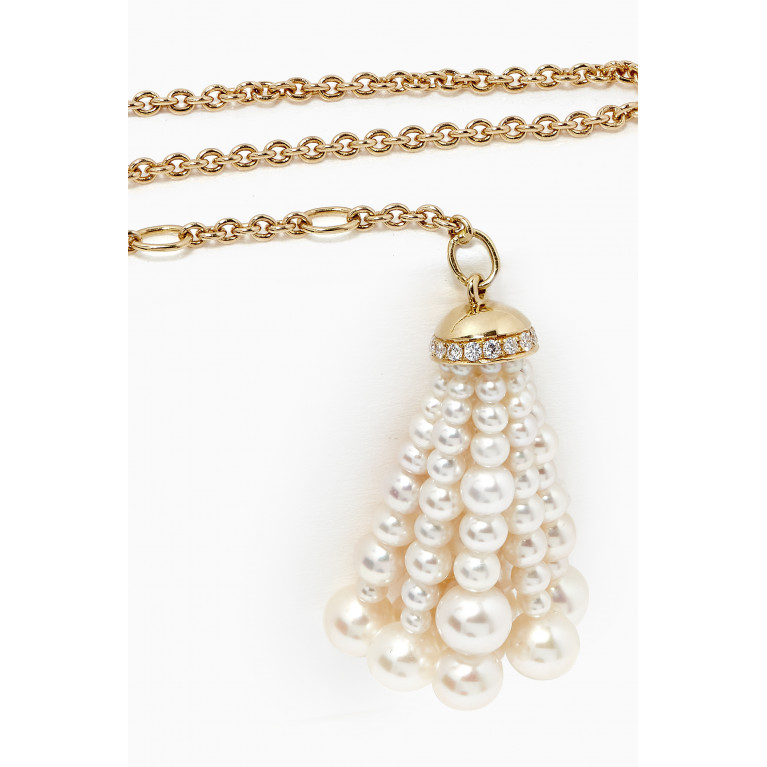 Gafla - Bahar Diamond Tassel Bracelet with Pearls in 18kt Yellow Gold