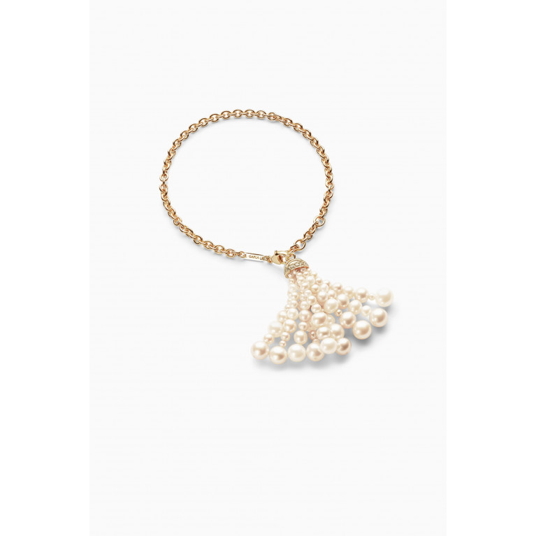Gafla - Bahar Diamond Tassel Bracelet with Pearls in 18kt Yellow Gold