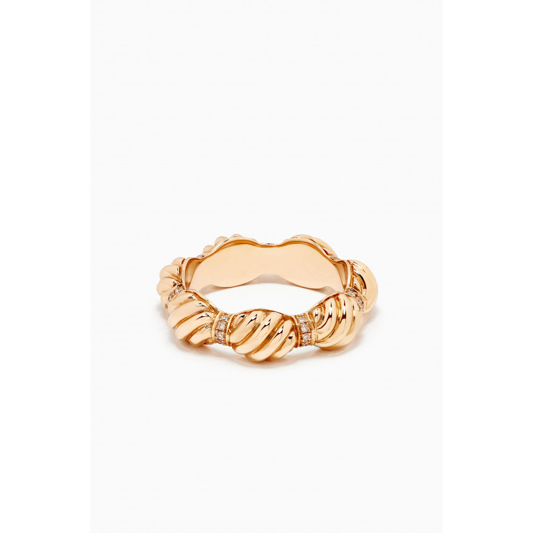 Gafla - Merwad Coil Ring with Diamonds in 18kt Rose Gold