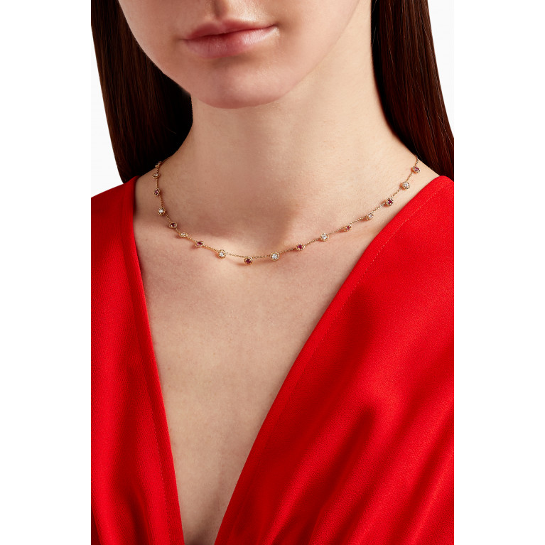 Gafla - Salasil Necklace with Diamond & Ruby in 18kt Rose Gold