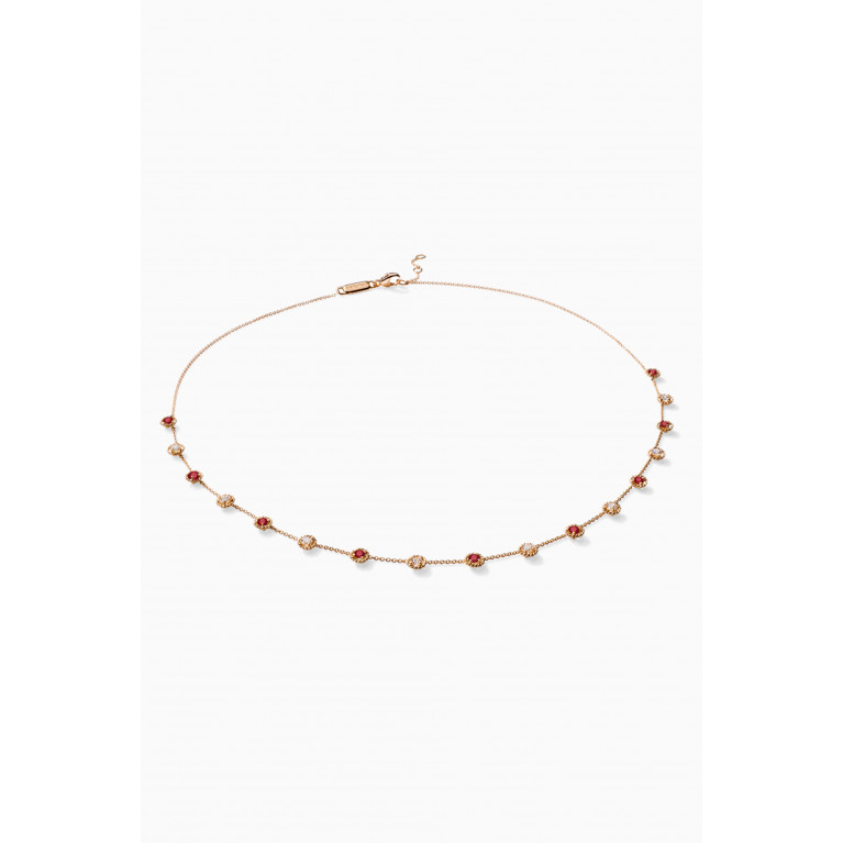 Gafla - Salasil Necklace with Diamond & Ruby in 18kt Rose Gold