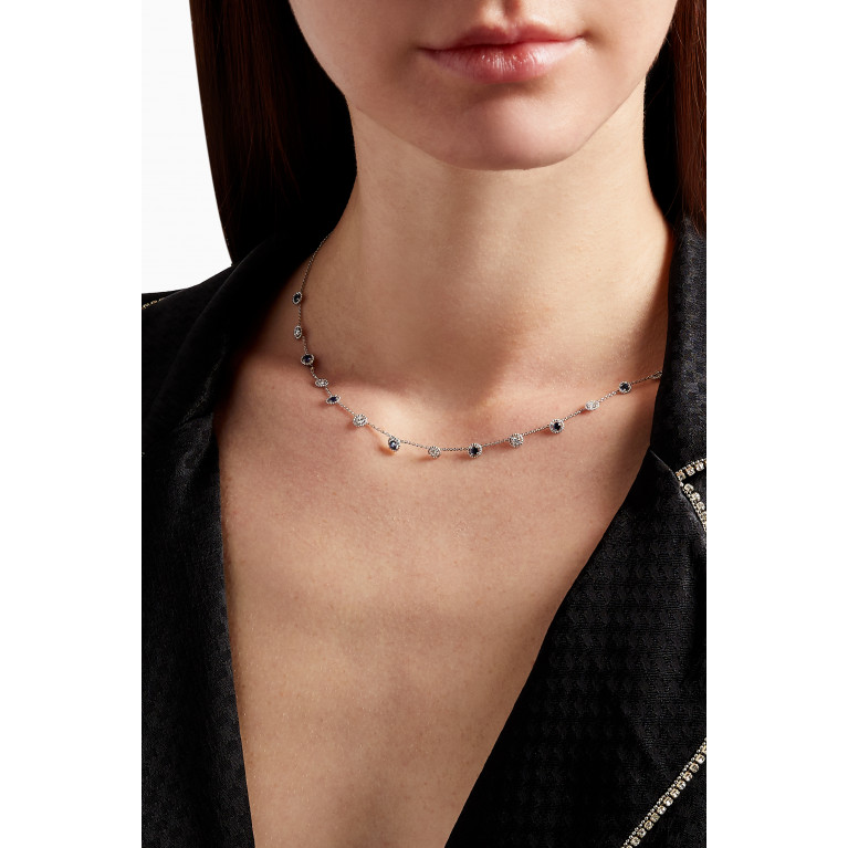 Gafla - Salasil Necklace with Diamond & Sapphire in 18kt White Gold