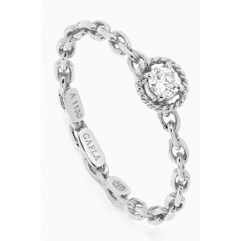 Gafla - Salasil Ring with Diamond in 18kt White Gold, Small