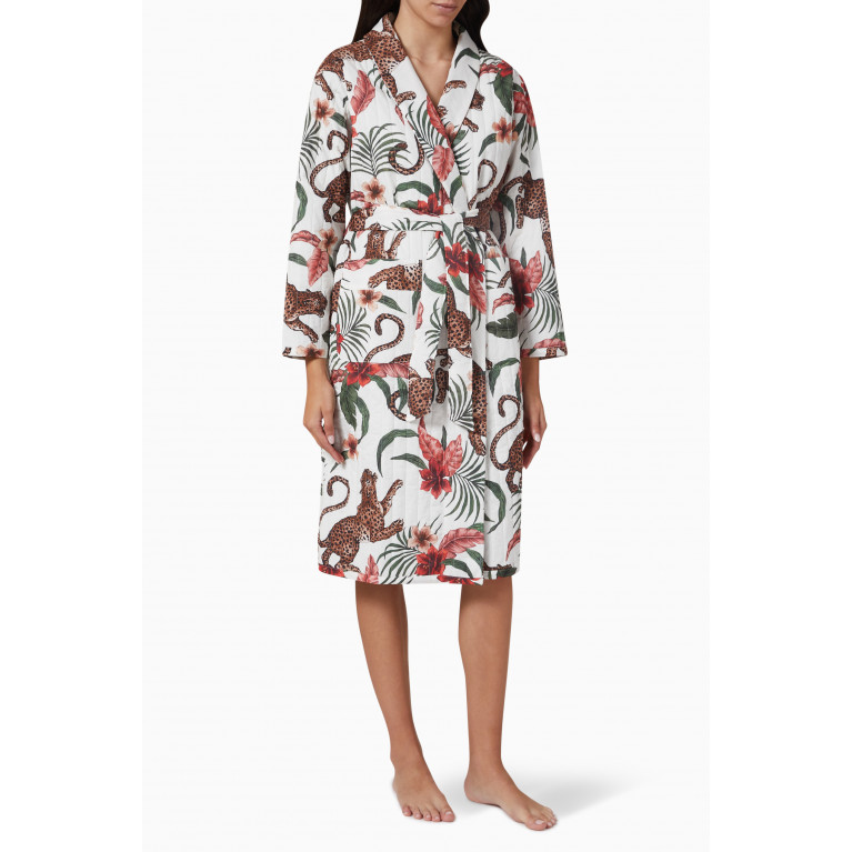Desmond & Dempsey - Soleia Quilted Robe in Cotton Multicolour