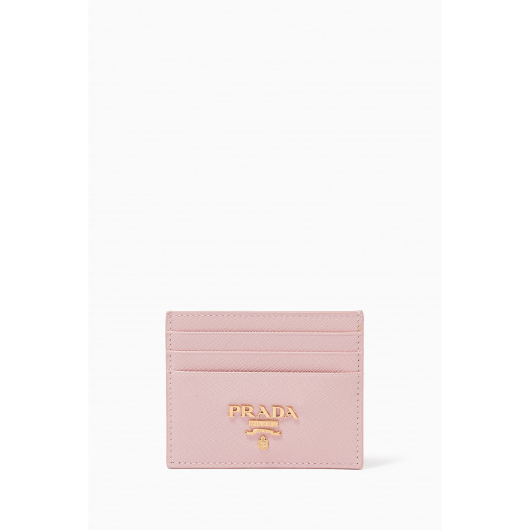 Prada - Logo Card Holder in Saffiano Leather Pink