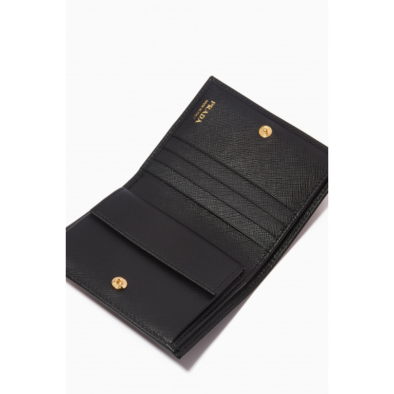 Prada - Small Bi-fold Wallet in Saffiano Leather Black