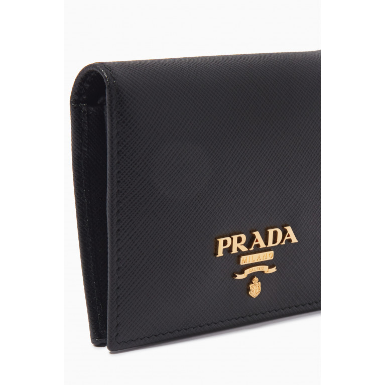 Prada - Small Bi-fold Wallet in Saffiano Leather Black