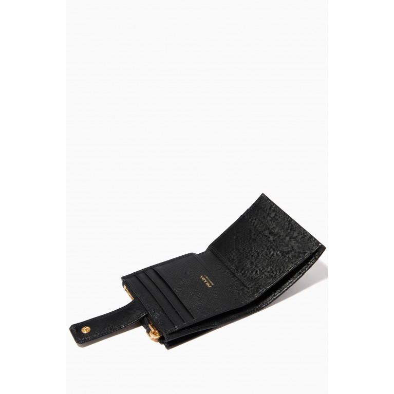 Prada - Triangle Logo Small Wallet in Saffiano Leather Black