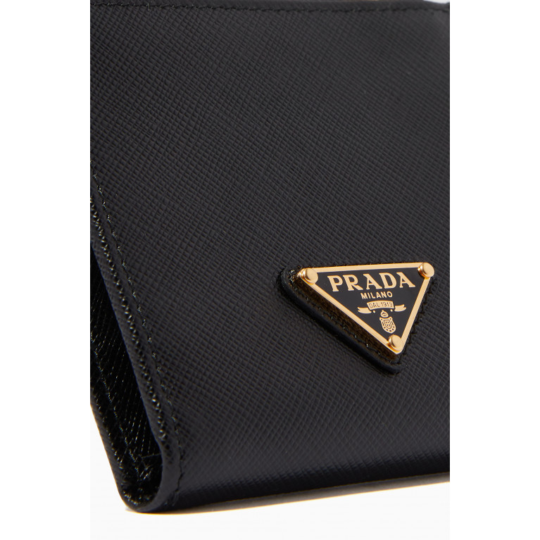 Prada - Triangle Logo Small Wallet in Saffiano Leather Black