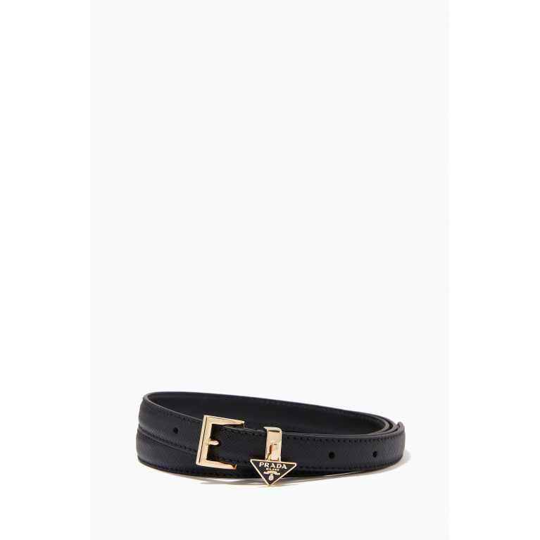 Prada - Triangle Logo Belt in Saffiano Leather Black