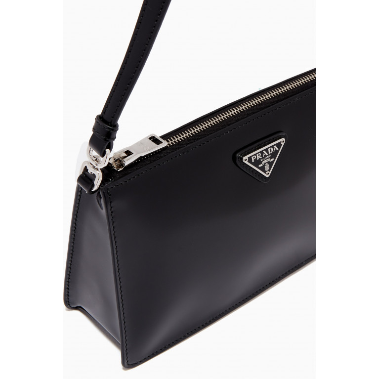 Prada - Triangle Logo Mini Bag in Brushed Leather Black