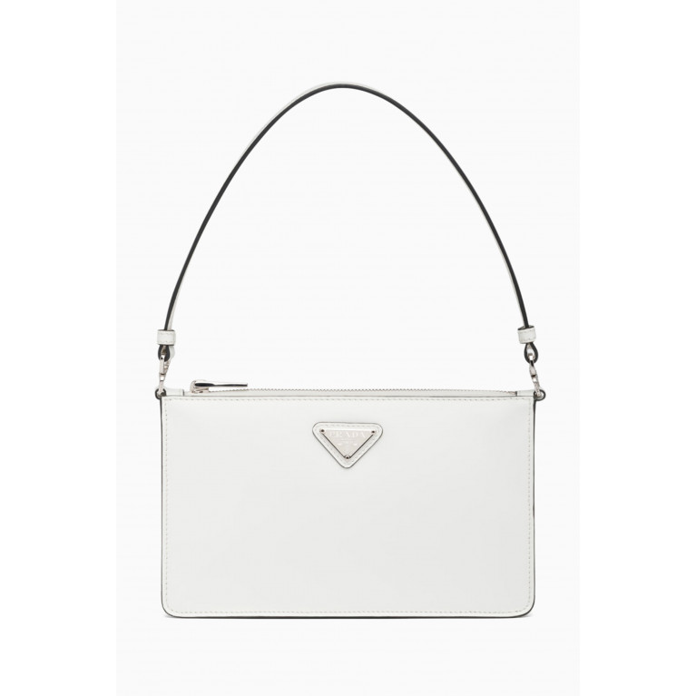 Prada - Triangle Logo Mini Bag in Brushed Leather White