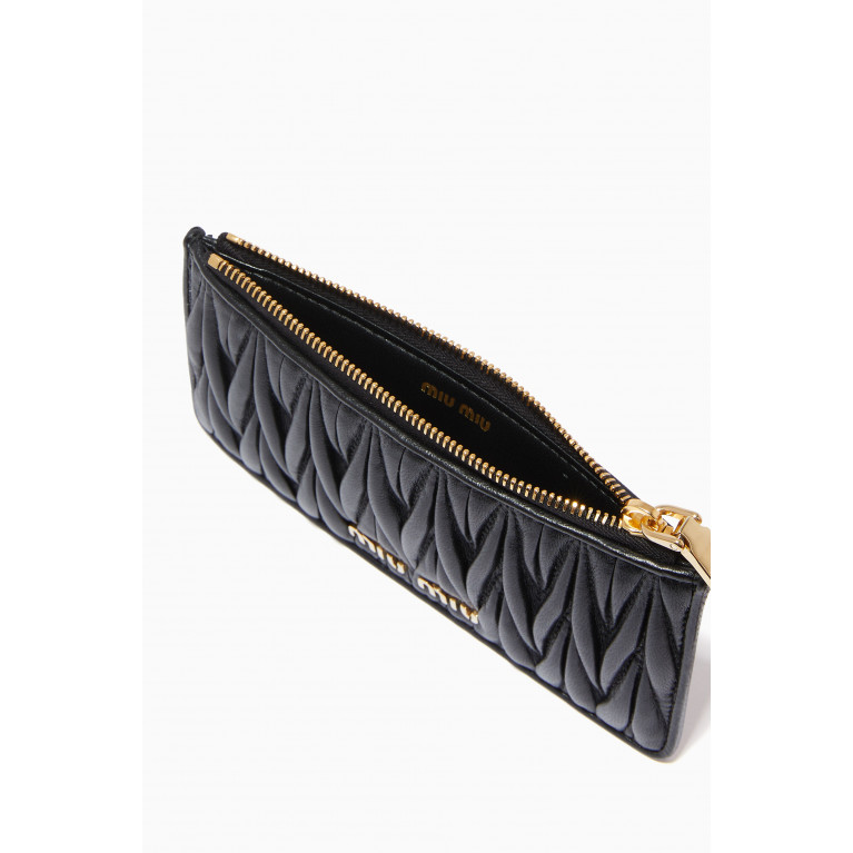 Miu Miu - Zipped Wallet in Matelassé Nappa Leather Black