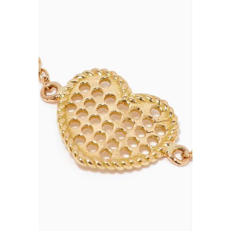 MKS Jewellery - Cross Stitch Heart Chain Ring in 18kt Yellow Gold