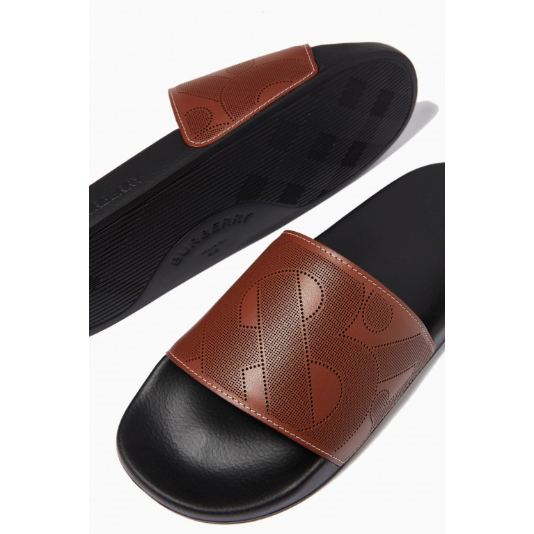 Burberry - Slides in Perforated Monogram Leather