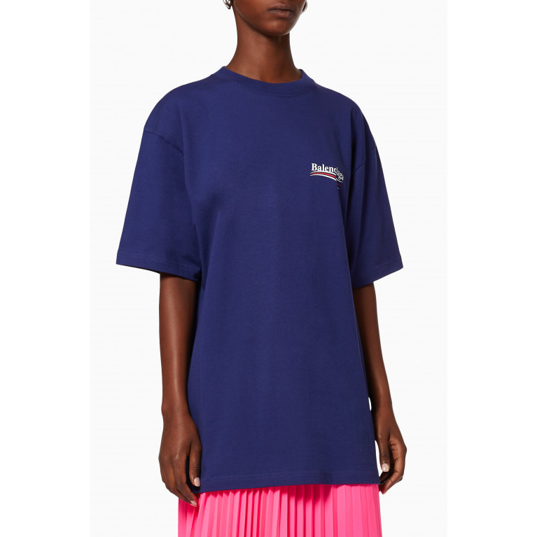 Balenciaga - Political Campaign Large Fit T-shirt in Organic Vintage Jersey Blue