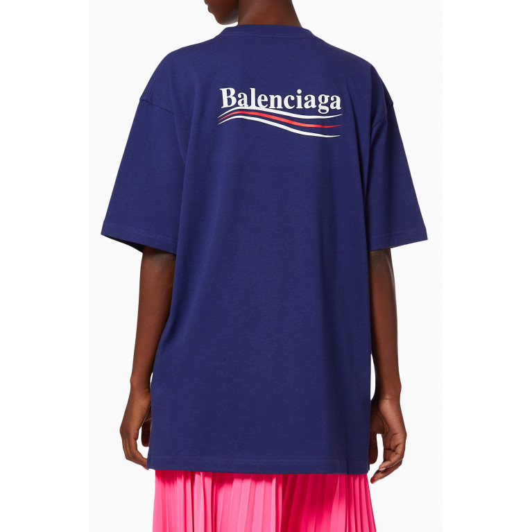 Balenciaga - Political Campaign Large Fit T-shirt in Organic Vintage Jersey Blue