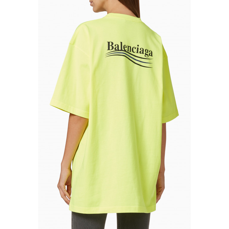 Balenciaga - Political Campaign Large Fit T-Shirt in Organic Vintage Jersey Yellow