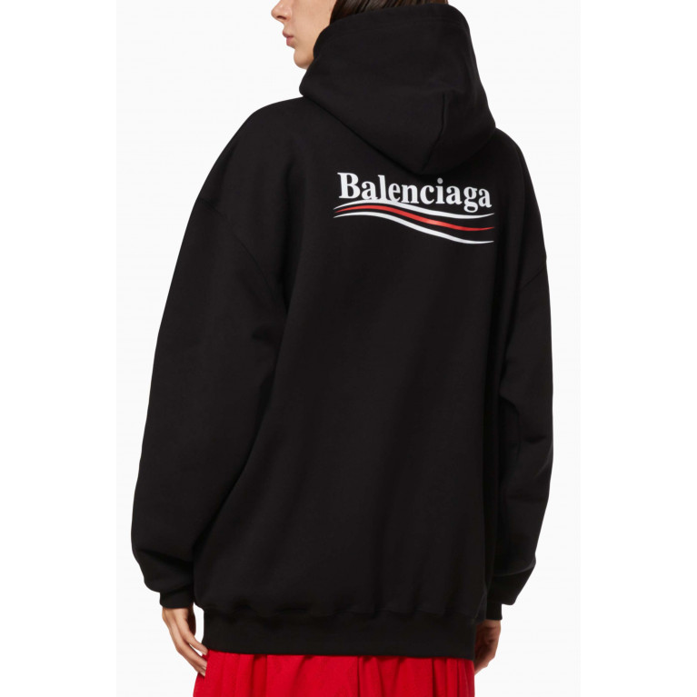 Balenciaga - Political Campaign Medium Fit Hoodie in Organic Fleece Black