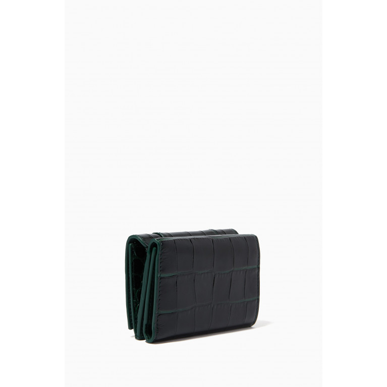 Balenciaga - Hourglass Mini Wallet in Shiny Crocodile Embossed Calfskin Green