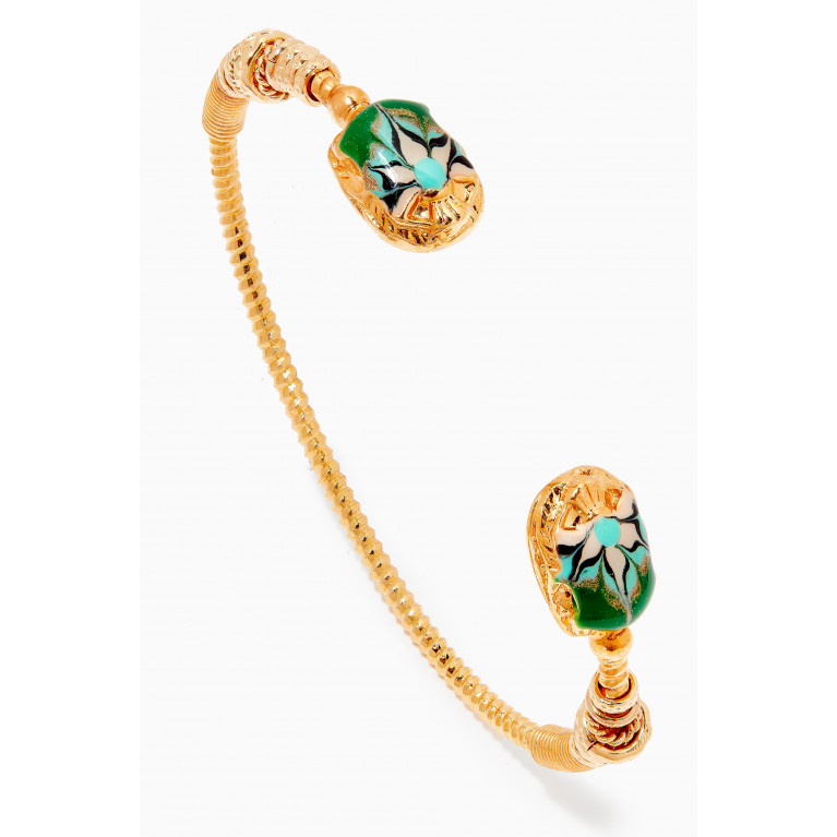 Gas Bijoux - Duality Scaramouche Twist Bracelet in 24kt Gold Plating Green
