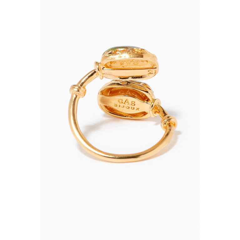 Gas Bijoux - Duality Scaramouche Ring in 24kt Gold Plating Green