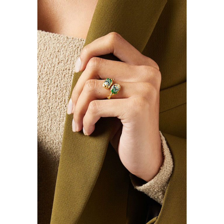 Gas Bijoux - Duality Scaramouche Ring in 24kt Gold Plating Green
