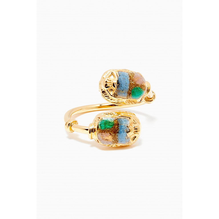 Gas Bijoux - Duality Scaramouche Ring in 24kt Gold Plating Multicolour
