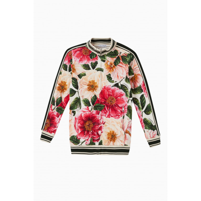 Dolce & Gabbana - Camellia Interlock Zip-up Sweatshirt