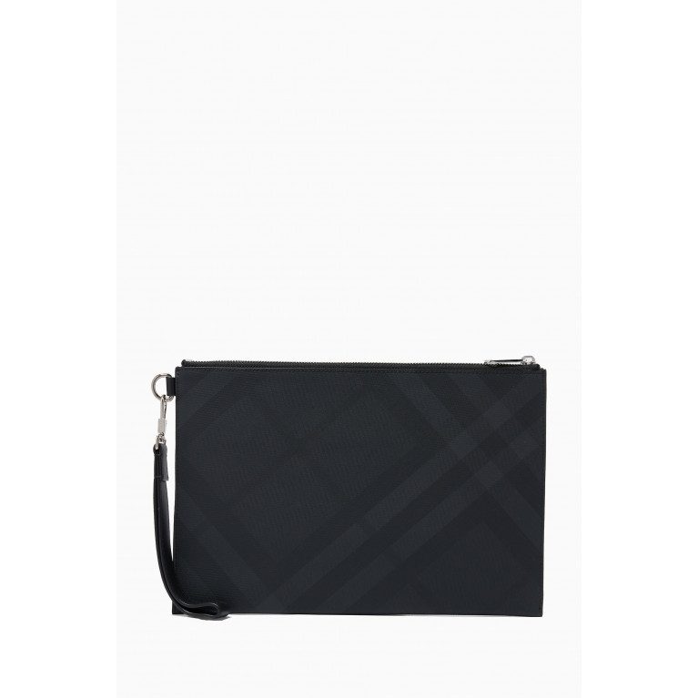 Burberry - Zip Pouch in London Check Canvas & Leather