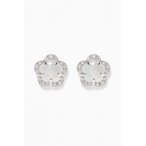 Pasquale Bruni - Figlia Dei Fiori Diamond Earrings with Moonstone in 18k White Gold