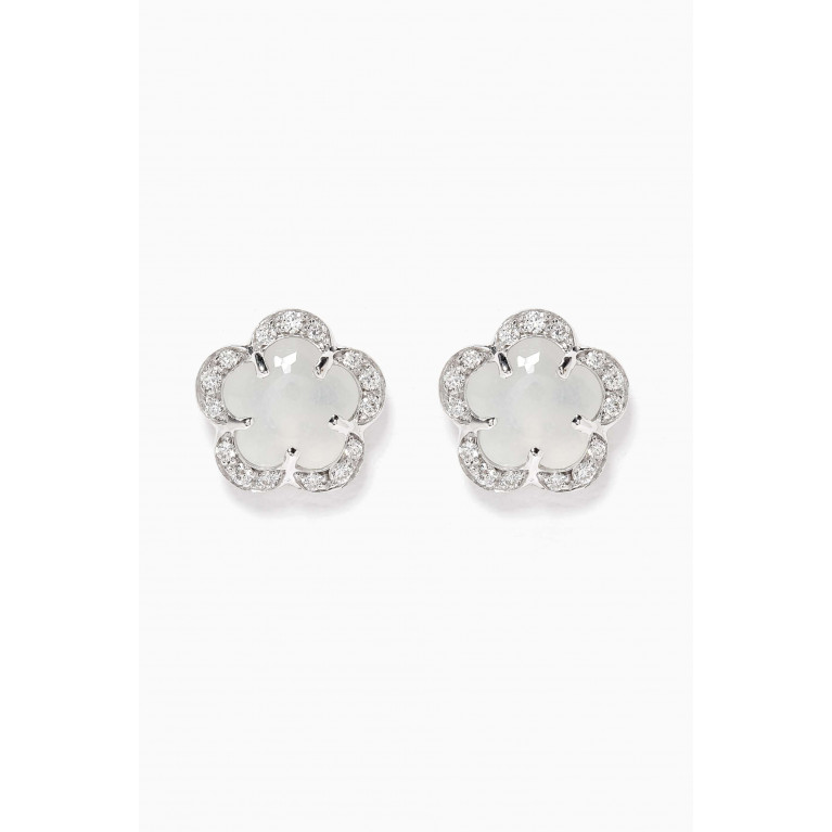 Pasquale Bruni - Figlia Dei Fiori Diamond Earrings with Moonstone in 18k White Gold