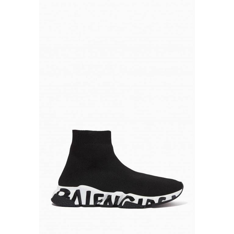 Balenciaga - Speed Graffiti Sneakers in Technical Knit Black
