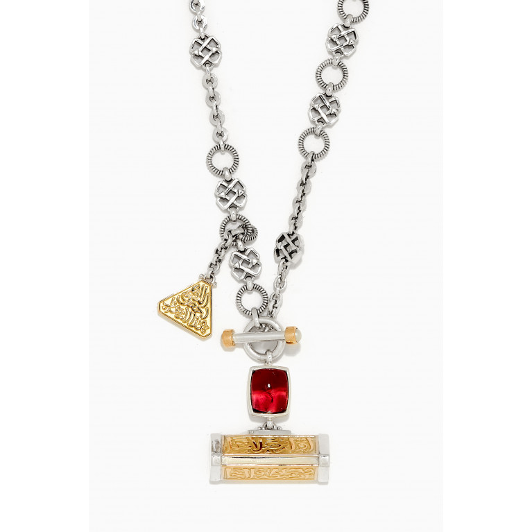 Azza Fahmy - Multi-way Necklace with Tourmaline and Pearl in 18kt Gold and Sterling Silver