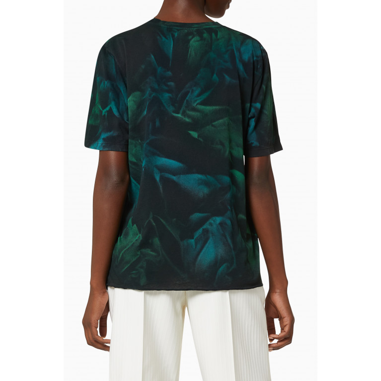 Saint Laurent - Logo Tie-dye Cotton Boyfriend T-shirt Green