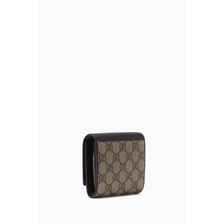 Gucci - Petite Marmont Wallet in Leather & GG Supreme Canvas Black