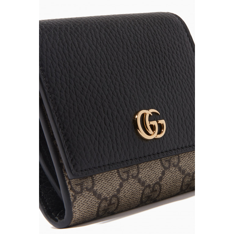 Gucci - Petite Marmont Wallet in Leather & GG Supreme Canvas Black