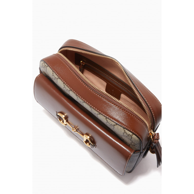 Gucci - Small 1955 Horsebit Shoulder Bag in Canvas Brown