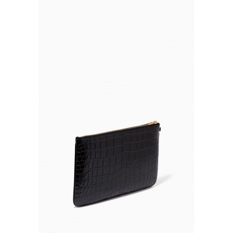 Saint Laurent - Monogram Tablet Pouch in Crocodile Embossed Leather