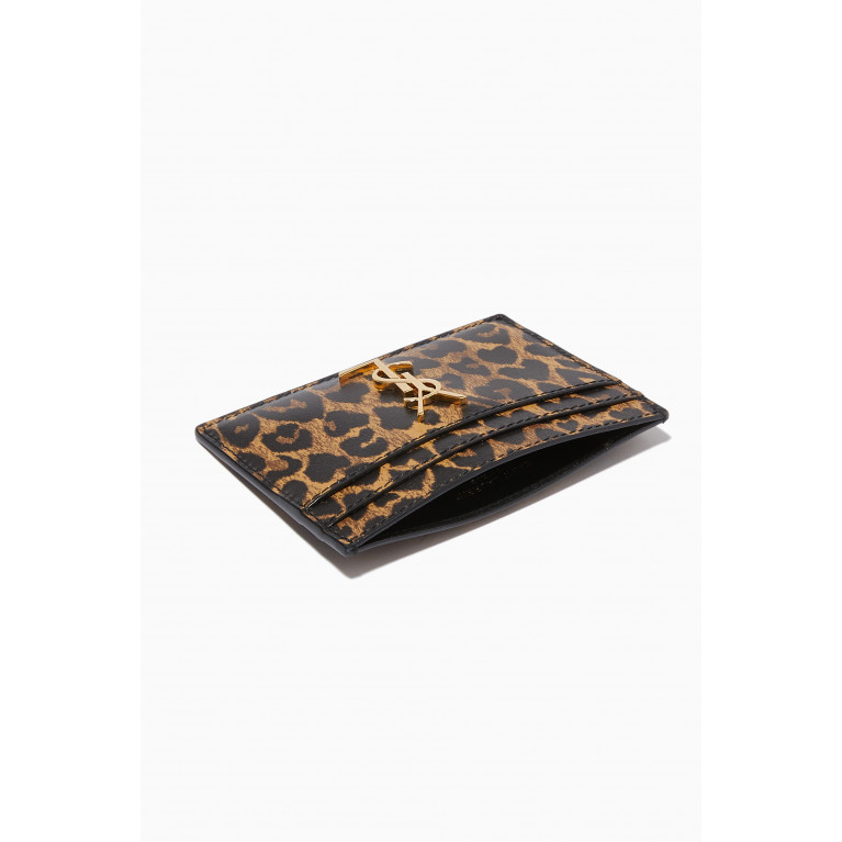Saint Laurent - Cassandre Card Holder in Heart-shaped Leopard-print Leather