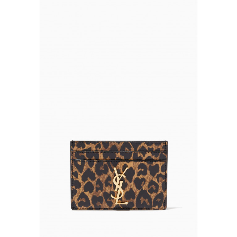 Saint Laurent - Cassandre Card Holder in Heart-shaped Leopard-print Leather