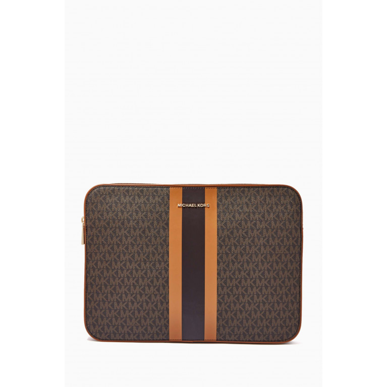MICHAEL KORS - Jet Set Stripe 15" Laptop Case in Logo Canvas & Leather