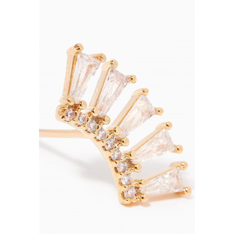 Tai Jewelry - Baguette Fan Crawler Earrings in Gold Plating