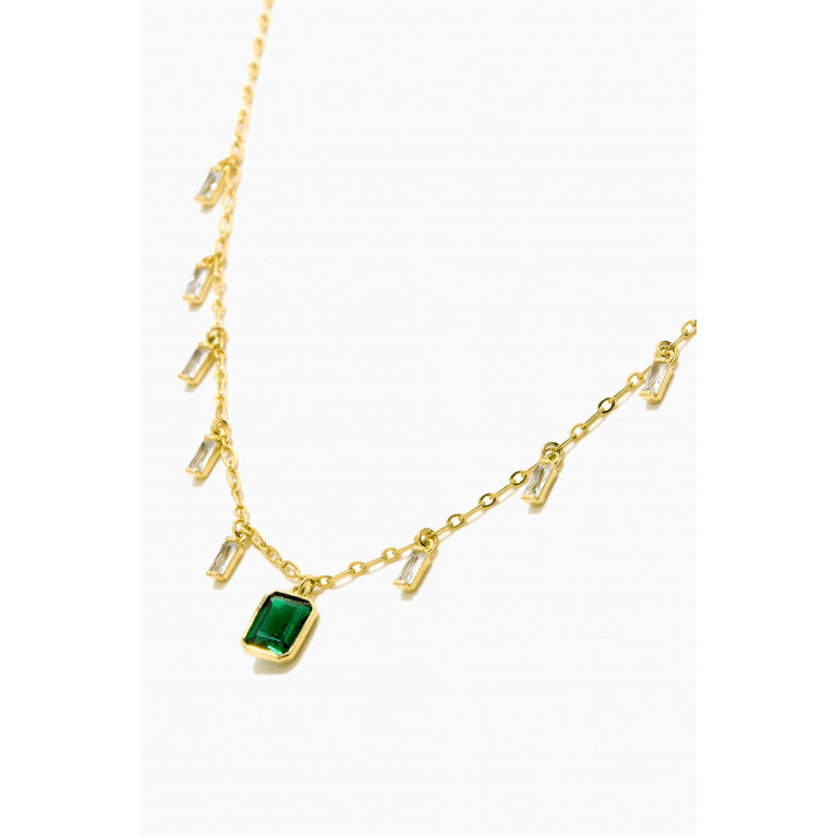 Tai Jewelry - Emerald Baguette Dangle Necklace