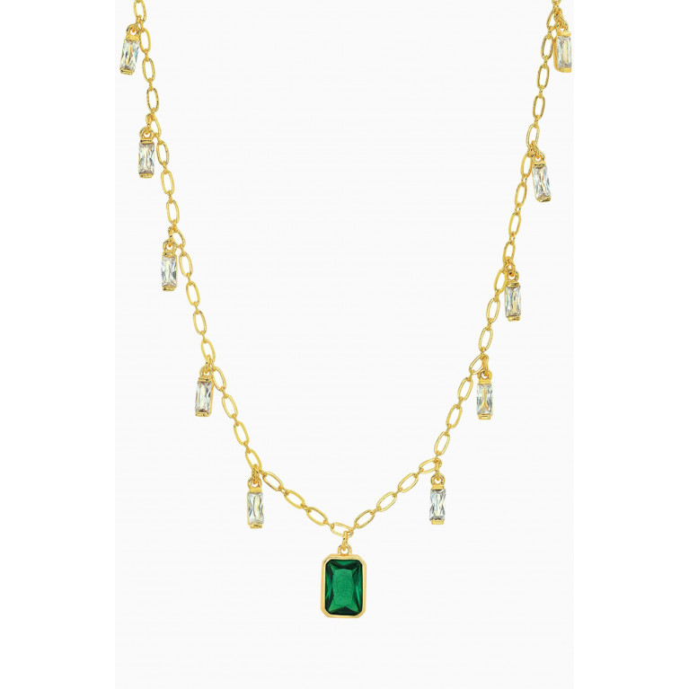 Tai Jewelry - Emerald Baguette Dangle Necklace
