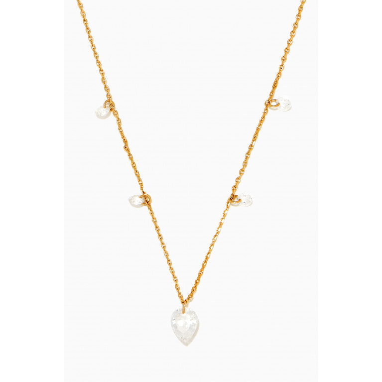 Tai Jewelry - Floating Cubic Zirconia Necklace in Gold Plating Gold