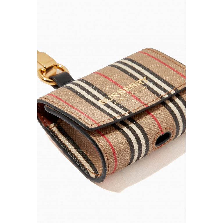 Burberry - AirPods Pro Case in Icon Stripe E-canvas and Leather