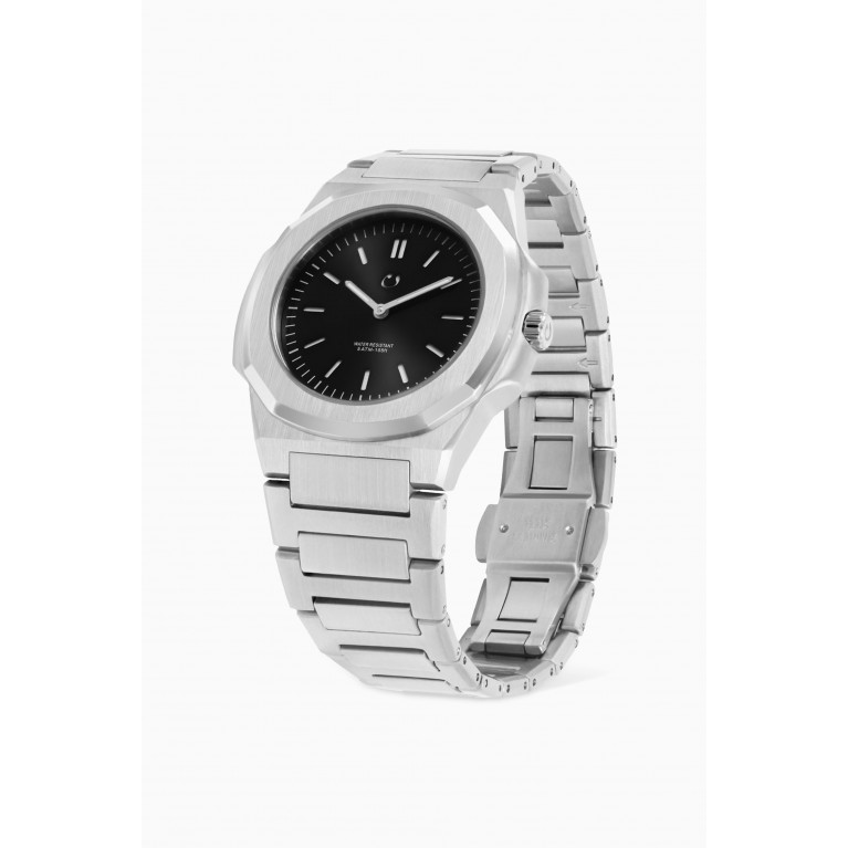 Nuun Official - Montre II Black Onyx Silver Quartz Watch, 40.5mm
