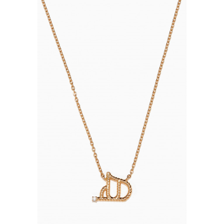 MKS Jewellery - Promise Letter Necklace with Diamond in 18kt Yellow Gold