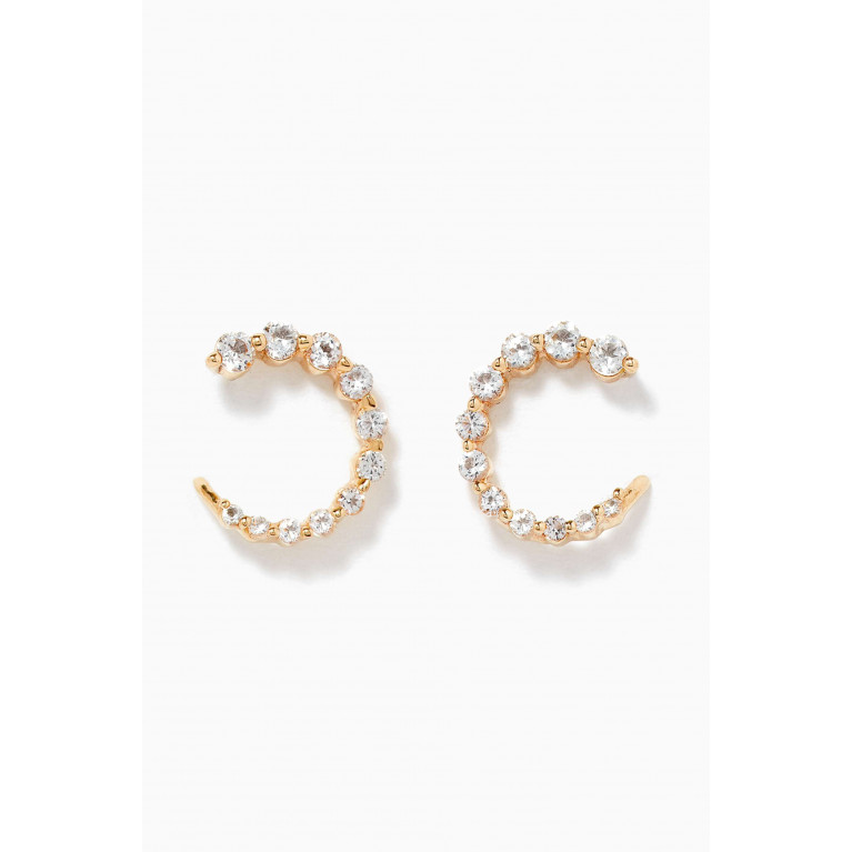 STONE AND STRAND - White Topaz Front-to-Back Earrings in 14kt Yellow Gold
